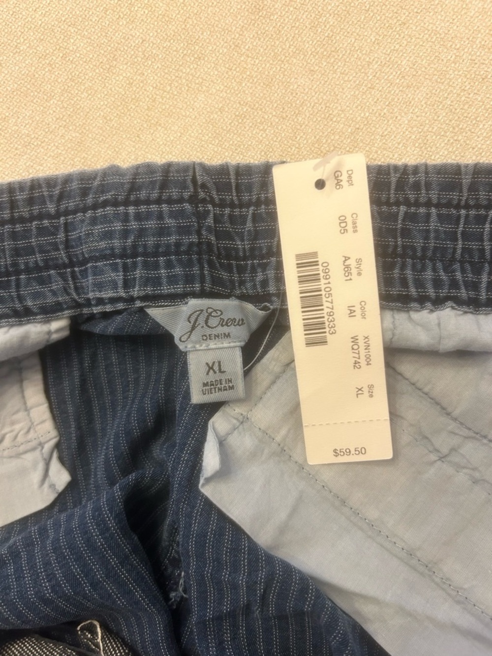 J. Crew Blue Pinstripe Drawstring Athletic Shorts - Picture 4 of 4